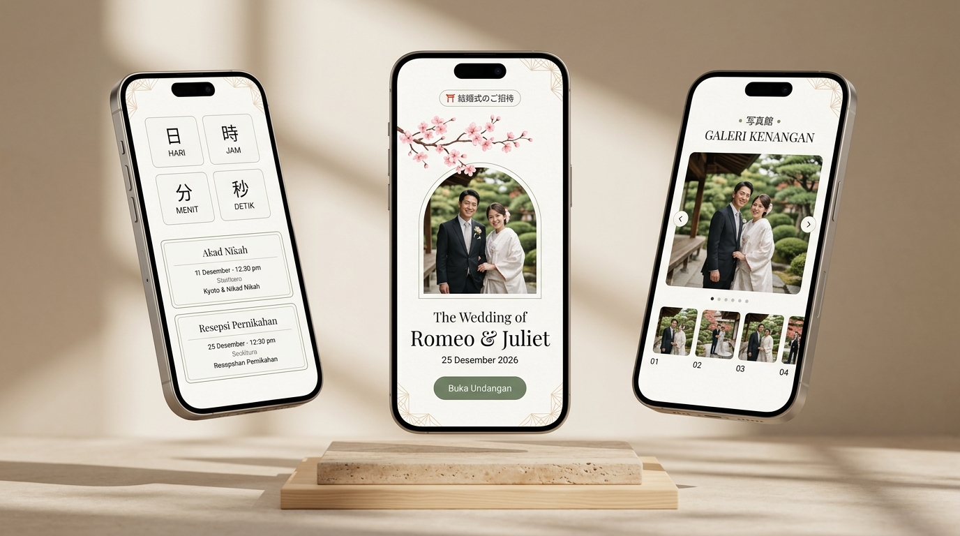 Japanese Zen Wabi-Sabi Mockup Smartphone 3D